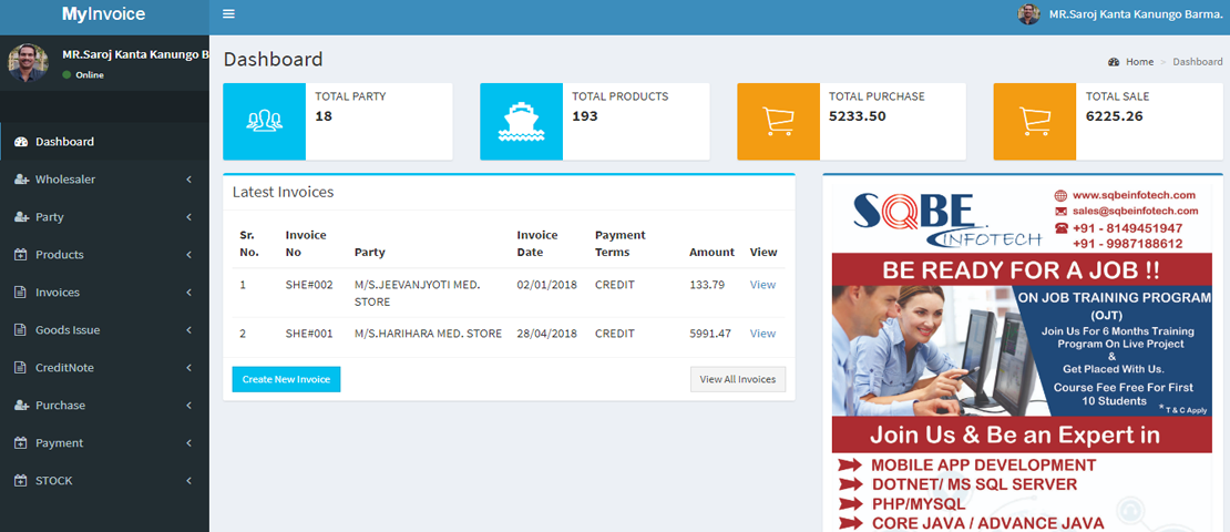 Invoice-GST software-home-page-bhayander-east-mumbai-india